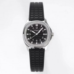 Aquanaut Luce Lady 5067A PPF SS & Diamonds Black Dial Black Strap Swiss Ronda Quartz