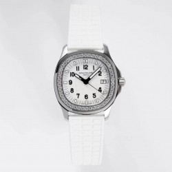 Aquanaut Luce Lady 5067A PPF SS & Diamond White Dial White Strap Swiss Ronda Quartz