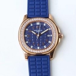 Aquanaut Luce Lady 5067A PPF RG & Diamond Blue Dial Blue Strap Swiss Ronda Quartz