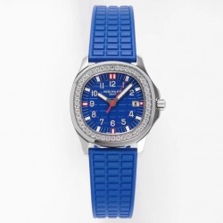 Aquanaut Luce Lady 5067A PPF SS & Diamond Blue Dial Red Hand Swiss Ronda Quartz