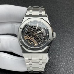 Royal Oak 41mm Openworked 15407 APSF SS Black Skeleton Dial Swiss 3132
