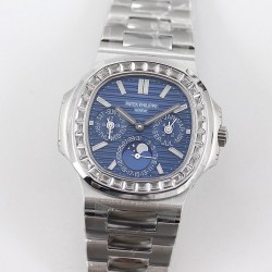 Nautilus Perpetual Calendar 5740 GRF SS Blue Dial Diamond Bezel Swiss 240 PS