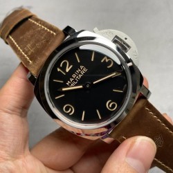 Luminor PAM673 HWF SS Black Dial Brown Leather Strap Swiss P3000