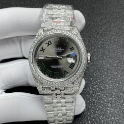 Datejust 41 JDF Diamond & SS 904L Anthracite Dial Roman Markers Swiss 2824