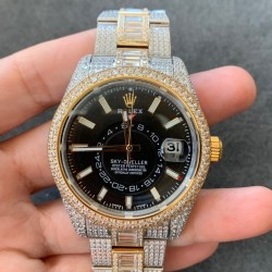 Sky-Dweller TWF Full Diamond & YG Black Dial Swiss 9001