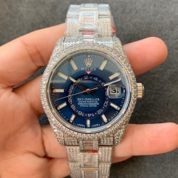 Sky-Dweller TWF Full Diamond Blue Dial Swiss 9001