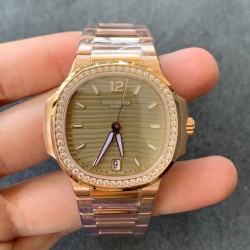 Nautilus 7118 Lady 3KF RG Diamond Bezel Green Dial Swiss 324 SC