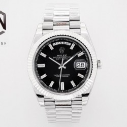 Day-Date 40mm EWF SS 904L Black Dial Diamond Markers Swiss 2836