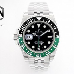 GMT-Master II 126720 Left Hand EWF SS 904L Black Dial Jubilee Bracelet Swiss 3186