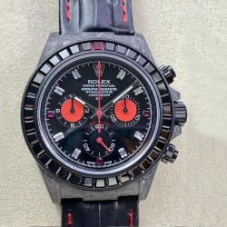 Daytona Rainbow DIWF Forged Carbon & Diamond Black Dial Black Leather Strap Swiss 7750