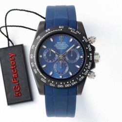 Daytona AET Remould 5GF Black Ceramic Blue Dial Blue Rubber Strap Swiss 7750