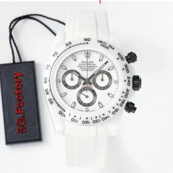 Daytona AET Remould 5GF White Ceramic White Dial White Rubber Strap Swiss 7750