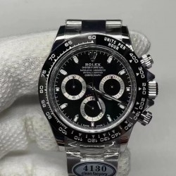 Daytona 116500 LN Clean Factory SS 904L Black Dial Swiss 4130