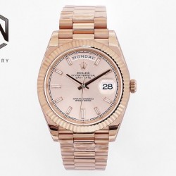 Day-Date 40mm EWF RG Pink Dial Diamond Markers Swiss 2836
