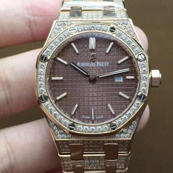 Royal Oak 67651 Ladies RG & Diamonds Brown Dial Swiss Quartz 2713