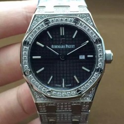 Royal Oak 67651 Ladies SS & Diamonds Black Dial Swiss Quartz 2713