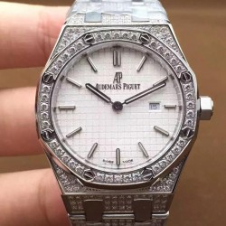 Royal Oak 67651 Ladies SS & Diamonds White Dial Swiss Quartz 2713