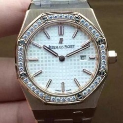 Royal Oak 67651 Ladies RG White Diamonds Bezel Dial Swiss Quartz 2713
