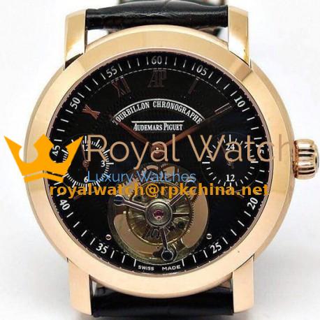 Replica Audemars Piguet Jules Audemars Tourbillon Rose Gold Black Dial Swiss Tourbillon