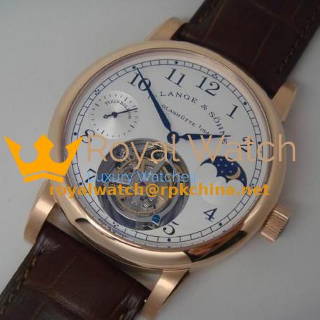 Replica A. Lange & Sohne Pour Le Merite Tourbillon Moonphase Rose Gold White Dial Swiss Tourbillon