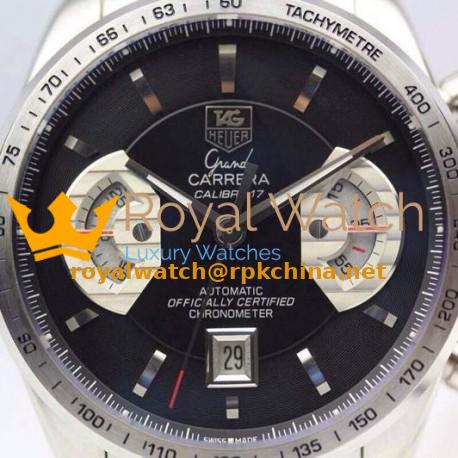 Replica Tag Heuer Grand Carrera Calibre 17 Stainless Steel Black Dial Swiss Calibre 17 RUN 3@SEC