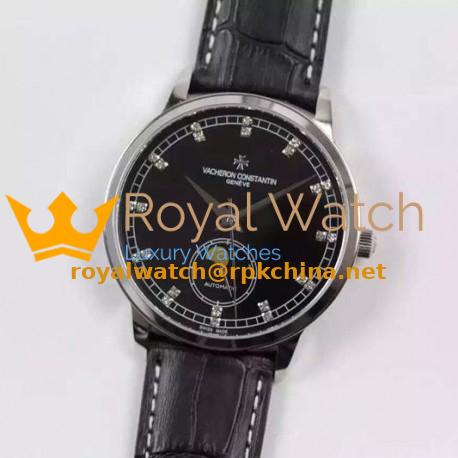 Replica Vacheron Constantin Patrimony 81180 Stainless Steel Diamonds & Black Dial Swiss 2450SC