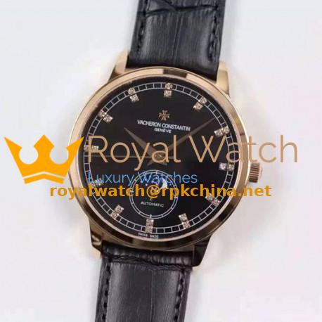 Replica Vacheron Constantin Patrimony 81180 Rose Gold Diamonds & Black Dial Swiss 2450SC