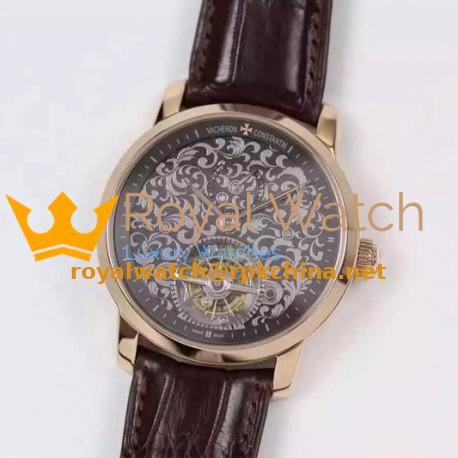 Replica Vacheron Constantin Patrimony Tourbillon Rose Gold Black Dial Swiss Tourbillon