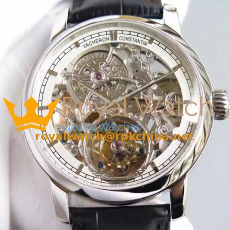 Replica Vacheron Constantin Patrimony Tourbillon Stainless Steel Skeleton & White Dial Swiss Tourbillon
