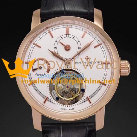 Replica Vacheron Constantin Patrimony Tourbillon Rose Gold White Dial Swiss Tourbillon