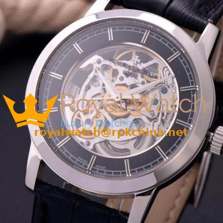 Replica Vacheron Constantin Patrimony Stainless Steel Skeleton & Black Dial Swiss 2824
