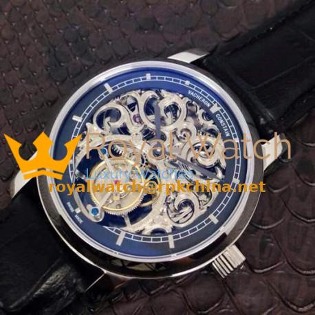 Replica Vacheron Constantin Patrimony Tourbillon Stainless Steel Skeleton & Black Dial Swiss Tourbillon