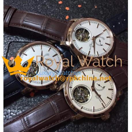 Replica Vacheron Constantin Patrimony Tourbillon Rose Gold White Dial Swiss Tourbillon
