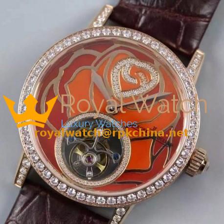 Replica Jaeger-LeCoultre Rendez Vous Tourbillon Ladies Rose Gold & Diamonds Diamonds & Red Dial Swiss Tourbillon