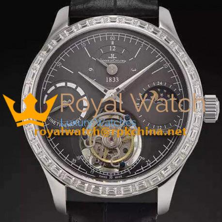 Replica Jaeger-LeCoultre Master Grande Tradition Tourbillon Stainless Steel & Diamonds Black Dial Swiss Tourbillon