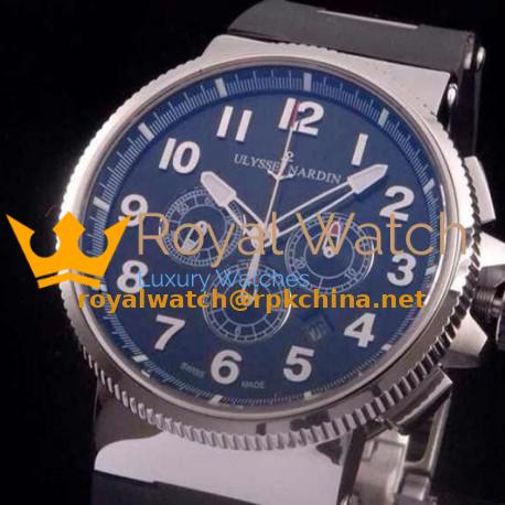 Replica Ulysse Nardin Marine Chronograph Stainless Steel Arabian Numbers Black Dial Swiss 7750