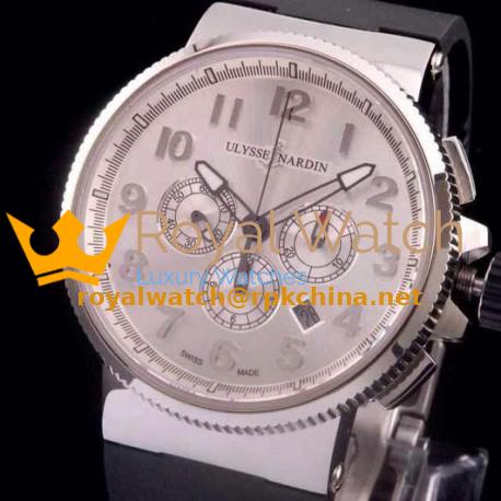 Replica Ulysse Nardin Marine Chronograph Stainless Steel Arabian Numbers White Dial Swiss 7750