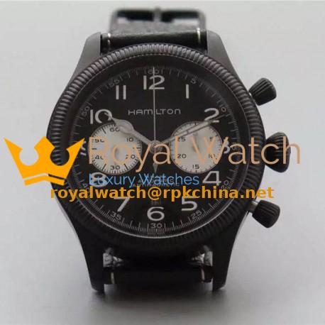 Replica Hamilton Khaki Pilot Pioneer PVD Black & White Dial Swiss 7750