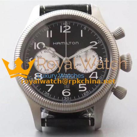 Replica Hamilton Khaki Pilot Pioneer Stainless Steel Black & White Dial Swiss 7750