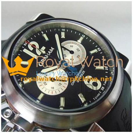 Replica Graham Chronofighter Oversize Stainless Steel Black & Silver Dial Swiss 7750