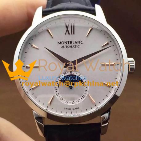 Replica Montblanc Meisterstuck Heritage Moonphase Stainless Steel Rose Gold Markers White Dial Swiss 2914