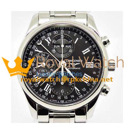 Replica Longines Conquest Classic Chronograph Moonphase Stainless Steel Black Dial Swiss 7751