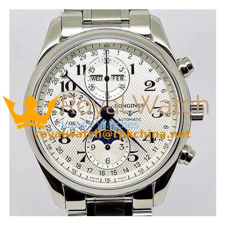 Replica Longines Conquest Classic Chronograph Moonphase Stainless Steel White Dial Swiss 7751