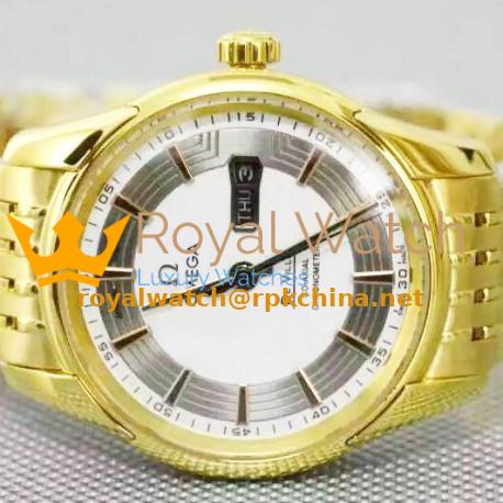 Replica Omega De Ville Hour Vision Yellow Gold White Dial Swiss 8500