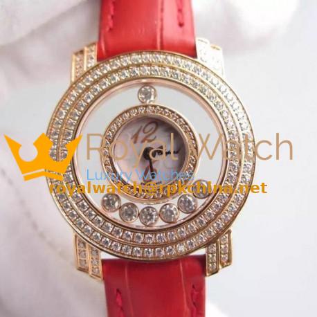 Replica Chopard Happy Diamonds Ladies Rose Gold Pink/White/Numbers Dial Swiss Quartz