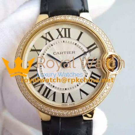 Replica Cartier Ballon Bleu Yellow Gold & Diamonds White Dial Swiss 2836-2
