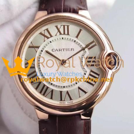 Replica Cartier Ballon Bleu Rose Gold Gold Markers & White Dial Swiss 2836-2