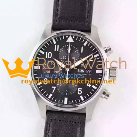 Replica IWC Pilot Chronograph IW377709 Stainless Steel Black Dial Swiss 7750