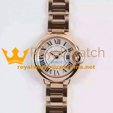 Replica Cartier Ballon Bleu Ladies W6920096 Rose Gold Silver Dial Swiss 2671