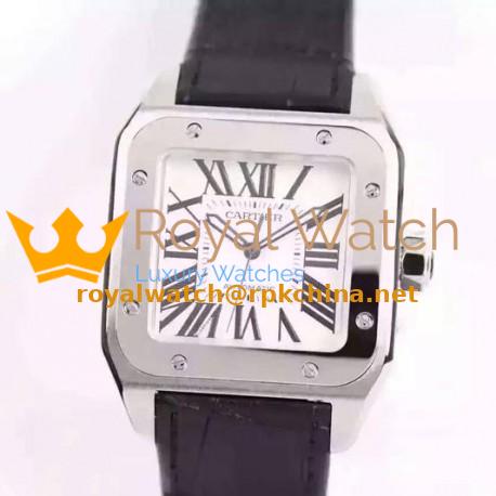 Replica Cartier Santos 100 Midsize Stainless Steel White Dial Swiss 2671